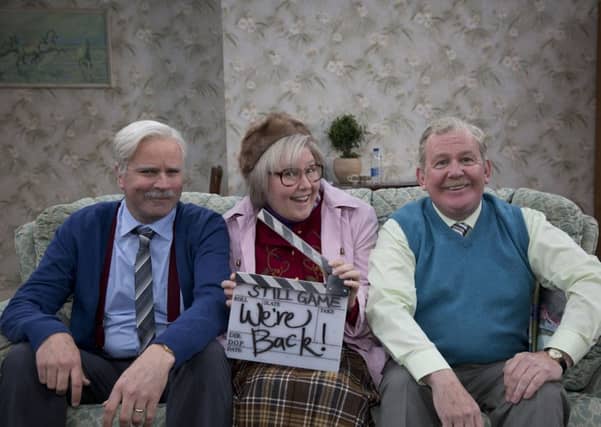 Still Game's Victor (GREG HEMPHILL), Isa (JANE MCCARRY), and Jack (FORD KIERNAN) are back. Pciture: BBC