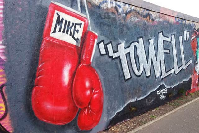 The mural by Symon Mathieson created in memory of boxer Mike Towell who died following a televised bout. Picture: PA