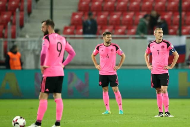 Scotland's players are devastated by their hosts Slovakia. Picture: PA