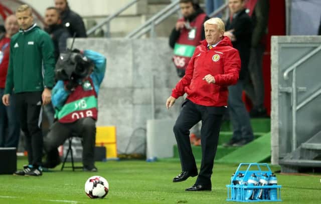 Scotland manager Gordon Strachan on the touchline during his side's World Cup qualifying defeat in Trnava. Picture: Nick Potts/PA Wire.
