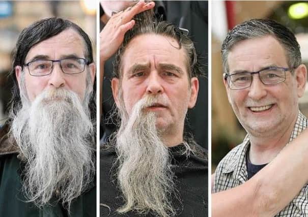 Councillor Donnie Kerr's transformation from hairy faced to bare faced. Picture: Contributed
