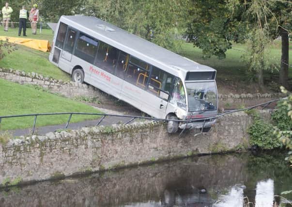 The bus was left overhanging. Picture: William McBurnie