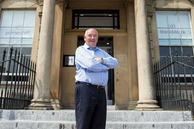 Primestaff chief executive Danny McIntyre outside his headquarters in Glasgows Blythswood Square. Picture: Gary Hutchison/SNS