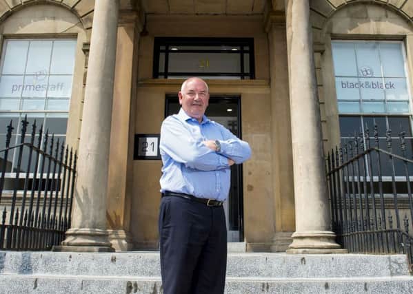 Primestaff chief executive Danny McIntyre outside his headquarters in Glasgows Blythswood Square. Picture: Gary Hutchison/SNS