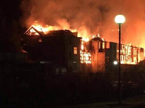 The derelict Glen O'Dee hospital ablaze. Picture: Fubar News