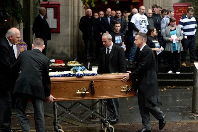 The funeral of boxer Mike Towell  at St Andrews Cathedral. Picture: SWNS