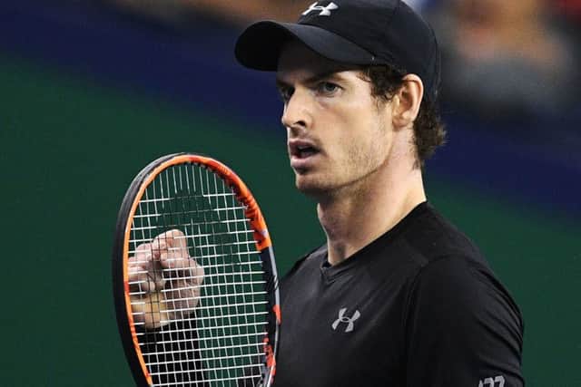 Andy Murray celebrates his win against David Goffin of Belgium in the Shanghai Masters quarter-finals. Picture: Johannes Eisele/AFP/Getty Images
