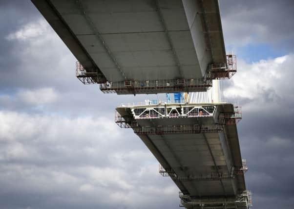 A view of the gap between the north and south sections of the Queensferry Crossing. Picture: Jane Barlow/PA Wire