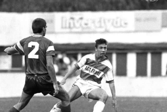Built on the Clyde: Derek McInnes, right, playing for Morton against St Johnstone in 1988, aged 17. Picture: SNS