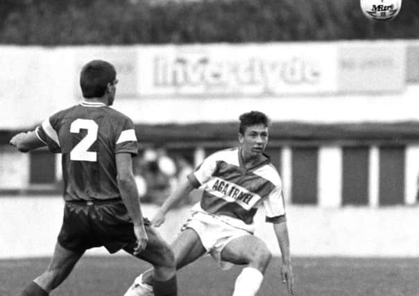 Built on the Clyde: Derek McInnes, right, playing for Morton against St Johnstone in 1988, aged 17. Picture: SNS