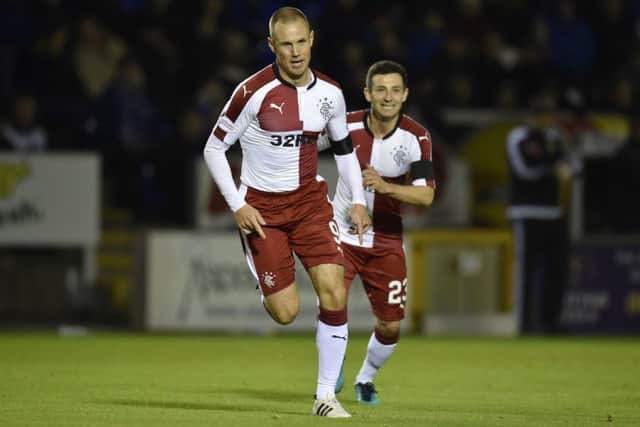 Rangers striker Kenny Miller celebrates scoring his 100th goal for the club, which was also the winner against Inverness CT. Rob Casey/SNS