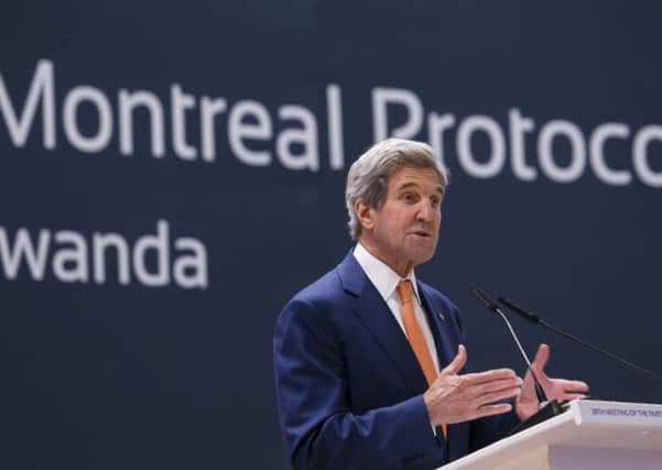 US Secretary of State John Kerry speaks in the Rwandan capital Kigali, where he helped forge a deal to limit the use of hydrofluorocarbons. Picture: AP