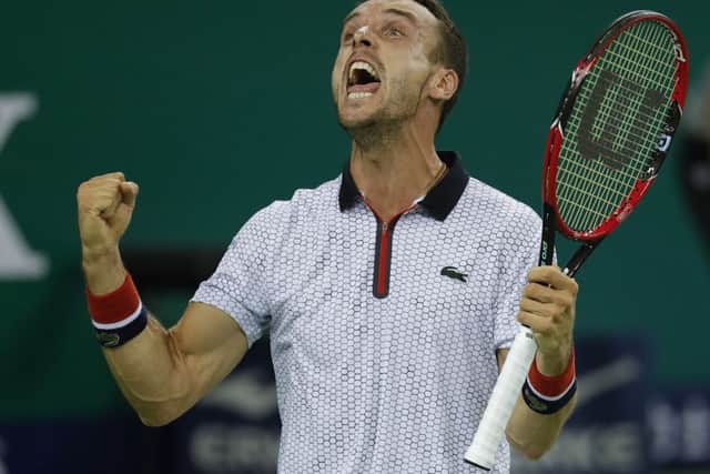 Roberto Bautista Agut celebrates his shock win over world No 1 Novak Djokovic in the Shanghai Masters semi-finals.  Picture: Lintao Zhang/Getty Images