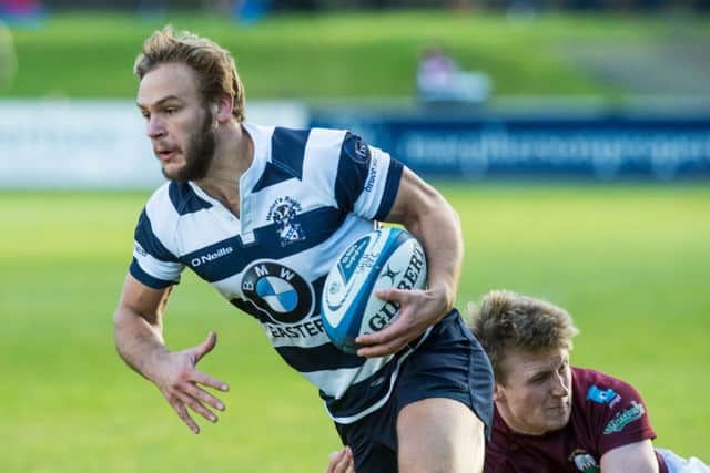 Harry Boisseau finished off Heriots pressure to leave the visitors trailing 14-8 at the break. Picture: Ian Georgeson