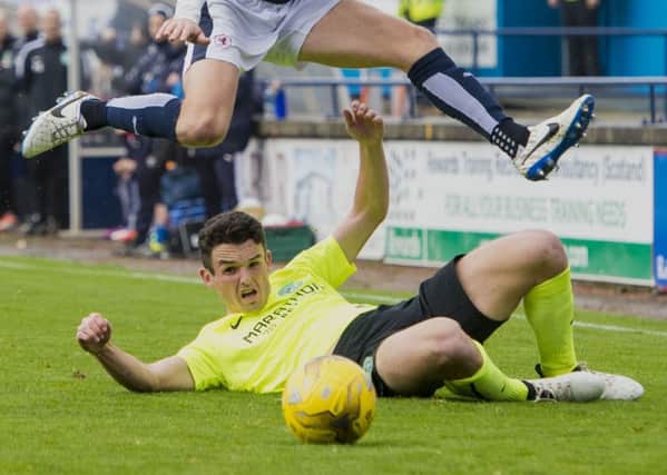 Hibernian's John McGinn in action at Stark's Park in the 0-0 draw with Raith Rovers. Picture: SNS