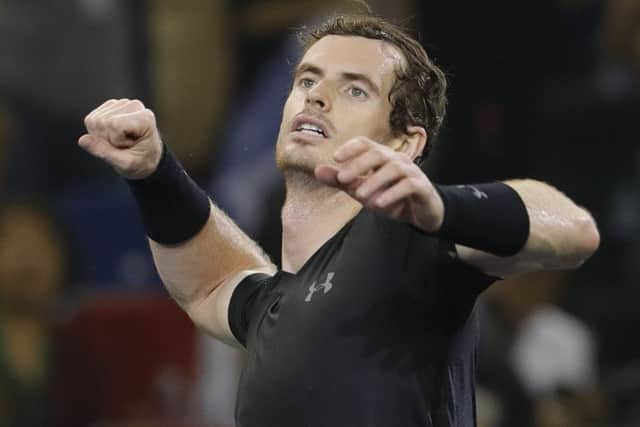 SHANGHAI, CHINA - OCTOBER 16: Andy Murray of Great Britain celebrates after win over Roberto Bautista Agut of Spain during men's singles final match on day eight of Shanghai Rolex Masters at Qi Zhong Tennis Centre on October 16, 2016 in Shanghai, China. (Photo by Lintao Zhang/Getty Images)