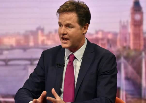 Nick Clegg appearing on the BBC One current affairs programme, The Andrew Marr Show.
Pictur: Jeff Overs/BBC/PA