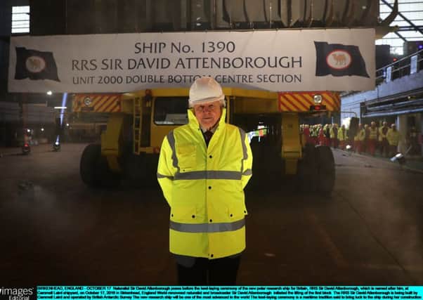 Naturalist Sir David Attenborough poses before the keel-laying ceremony of the new polar research ship for Britain
Picture: Getty Images