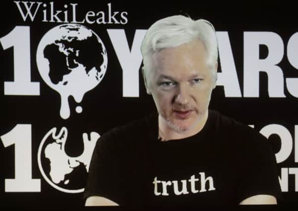 Julian Assange has said his internet access has been cut by an unidentified state actor. Picture: AP