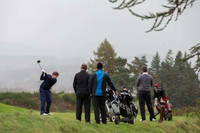 Paul O' Hara tees off at the par 4 15th hole during the M&H Scottish PGA Championship over the Kings Course at Gleneagles.

 Picture: Kenny Smith.