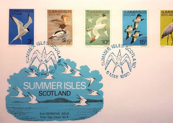 First day cover from the Summer Isles Philatelic Bureau, 1980. Designs by  renown artist and ornithologist Robert Gillmor. PIC Contributed.