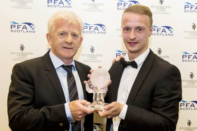Scotland boss Gordon Strachan, left, with striker Leigh Griffiths. Picture: SNS