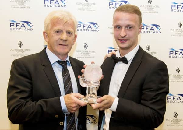 Scotland boss Gordon Strachan, left, with striker Leigh Griffiths. Picture: SNS