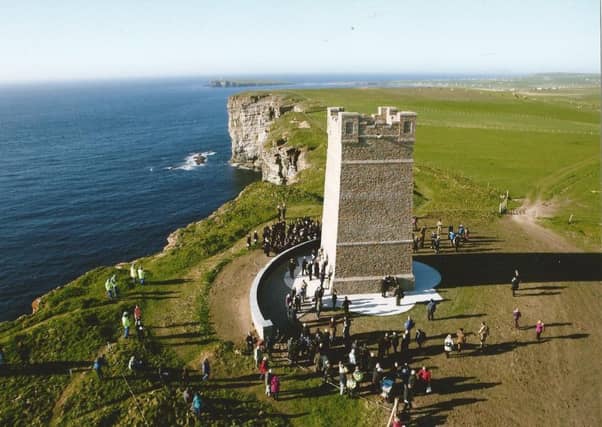 The memorial wall at the restored Kitchener Memorial on Orkney. PIC Historic Environment Scotland