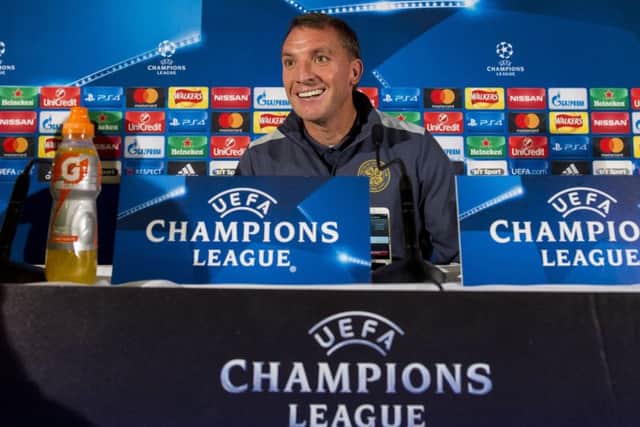 Brendan Rodgers in relaxed mood during yesterdays press conference ahead of Celtics vital Champions League clash against Borussia Monchengladbach tonight. Picture: SNS
