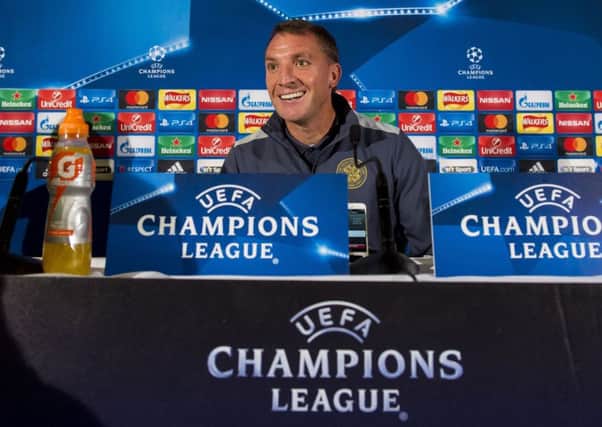 Brendan Rodgers in relaxed mood during yesterdays press conference ahead of Celtics vital Champions League clash against Borussia Monchengladbach tonight. Picture: SNS