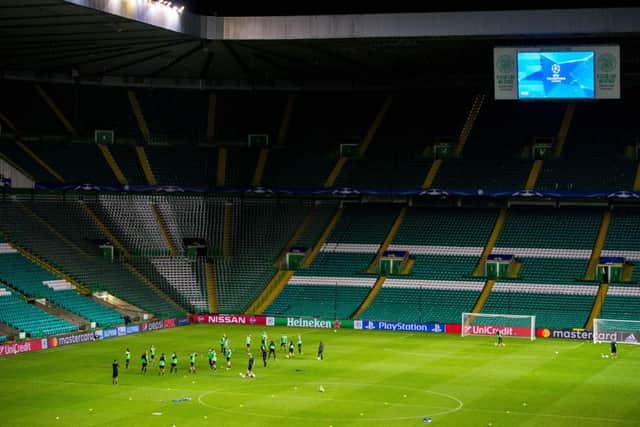 The Gladbach players train on the Celtic Park pitch ahead of tonight's game. Picture: SNS