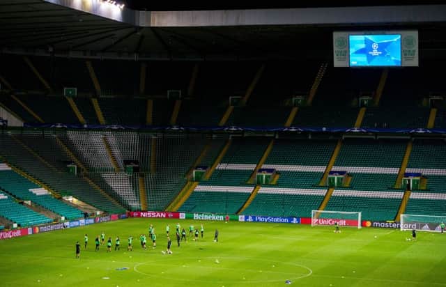 The Gladbach players train on the Celtic Park pitch ahead of tonight's game. Picture: SNS