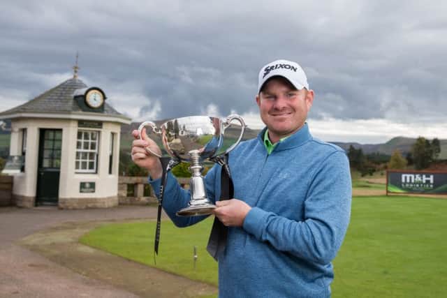 West Linton's Gareth Wright with the Scottish PGA Trophy at Gleneagles. Picture: Kenny Smith