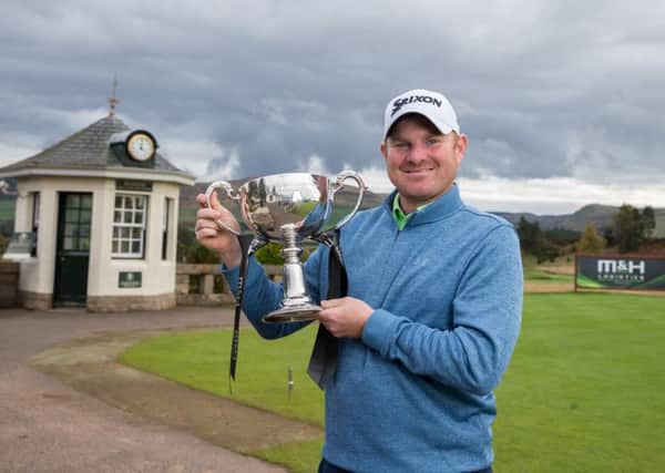 West Linton's Gareth Wright with the Scottish PGA Trophy at Gleneagles. Picture: Kenny Smith