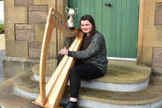 Anna Nicolson of Portree High School, winner of the Junior Advanced Clarsach competition at the Mod.