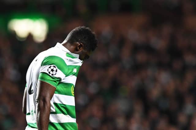 Celtic's Kolo Toure is a distraught figure after the Champions League loss. Picture: SNS