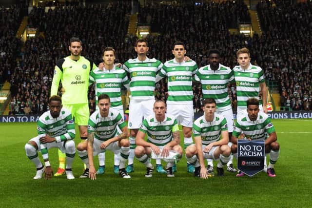 The Celtic starting XI line up before the match. Picture: SNS