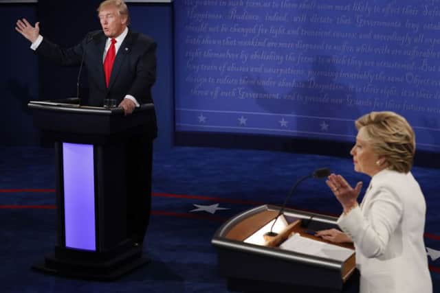 Hillary Clinton and Donald Trump during the third presidential debate in Las Vegas. Picture: AP