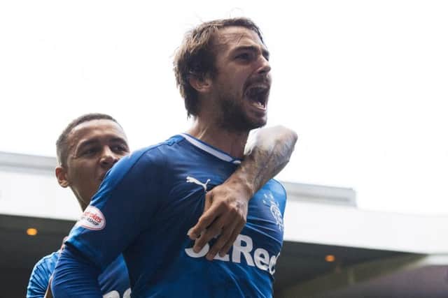 Niko Kranjcar celebrates scoring in the recent win over Partick Thistle. Picture: SNS