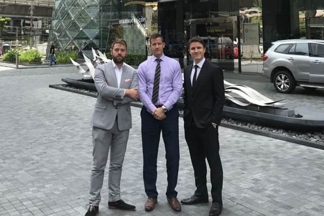 From left: Cathcart co-founders Sam Wason and Gordon Kaye with Nick Macdougall, who heads the firm's Bangkok office. Picture: Contributed