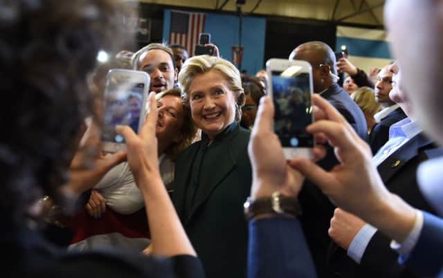 Clinton hunts for votes in Ohio as Trump campaigns in Pennsylvania. Picture: Robyn Beck/Getty