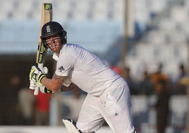 Ben Stokes contribution with both ball and bat was vital for England in Chittagong yesterday. Photograph: A M Ahad/AP