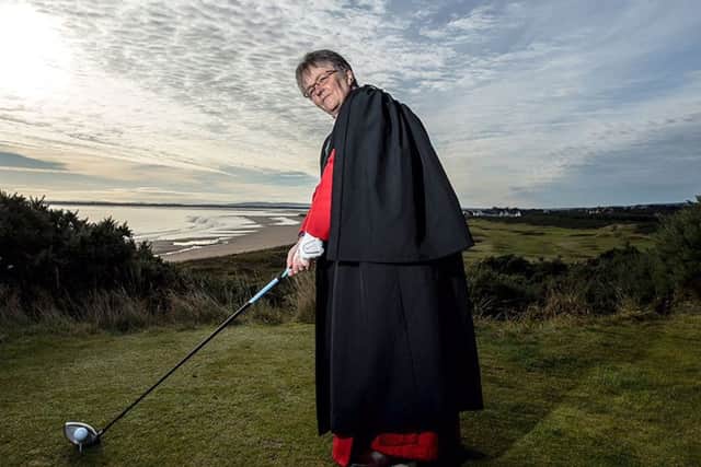 Reverend Susan Brown tees off on the Royal Dornoch Golf course. Picture: Paul Campbell/Church of Scotland/PA Wire