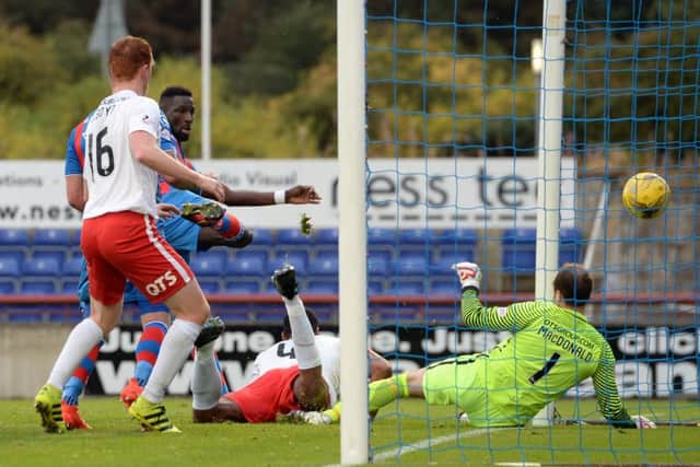 Inverness CT's Lonsana Doumbouya nets a late equaliser against Kilmarnock. Picture: SNS/Sammy Turner