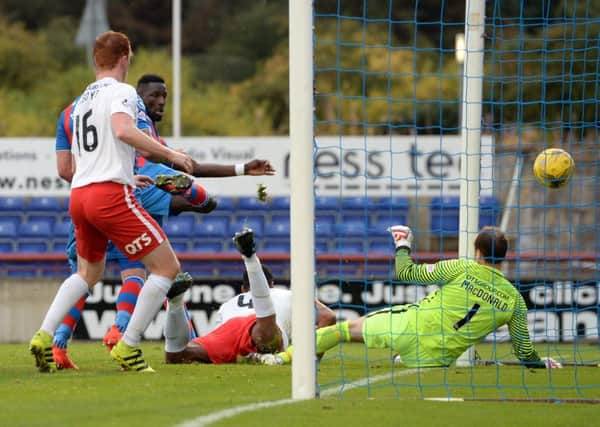 Inverness CT's Lonsana Doumbouya nets a late equaliser against Kilmarnock. Picture: SNS/Sammy Turner