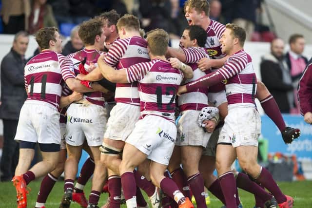 Watsonains players celebrate after Ali Harris kicked the winning conversion7. Picture Ian Rutherford