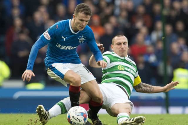 Scott Brown, right, and Andy Halliday in a midfield tussle at Hampden