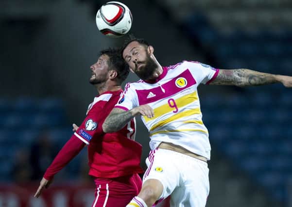 Steven Fletcher of Scotland wins the header
Picture: Getty Images