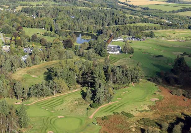 The par-3, 17th hole (right) and par-4 18th, leading to the clubhouse with the greens on the par-3 2nd (bottom left) and par-4 16th (below) on the Queens Course at Gleneagles.  Picture: David Cannon/Getty Images