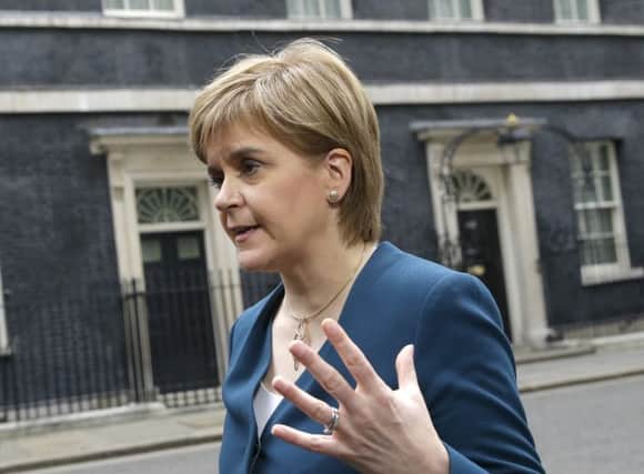 First Minister Nicola Sturgeon speaks to the media in Downing Street after a meeting with Theresa May. Picture: AP